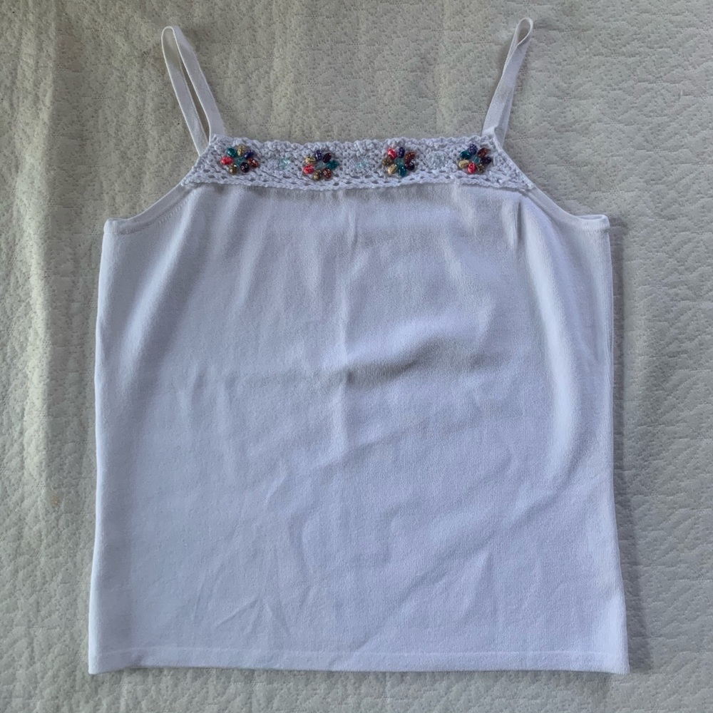 white crotchet cami